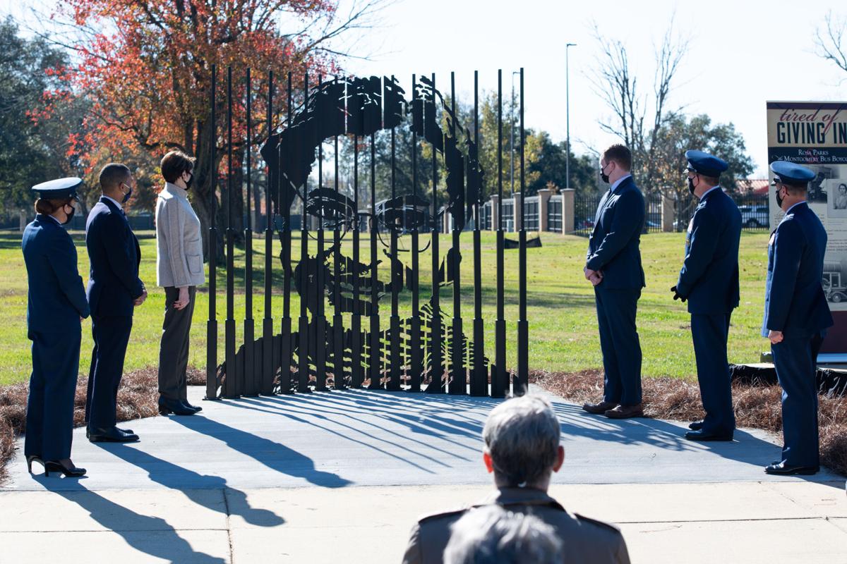 SecAF visits Maxwell for the memorial service for Rosa Parks and for the unveiling of the sculpture