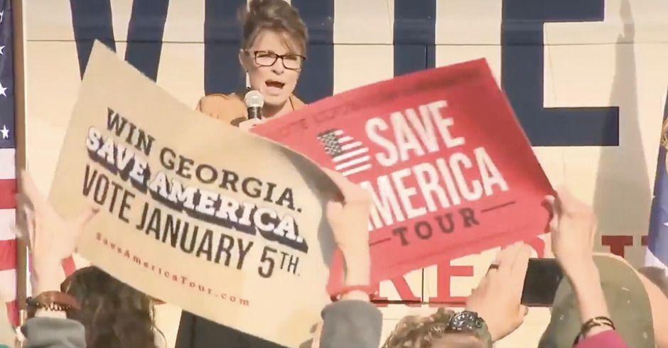 Sarah Palin and Louie Gohmert Are Campaigning for David Perdue and Kelly Loeffler on the 'Save America' Bus Tour