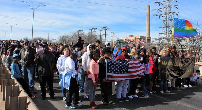 MLK Bridge protesters faced a violent wind in Abilene on January 22nd.  This year's march does not take place.