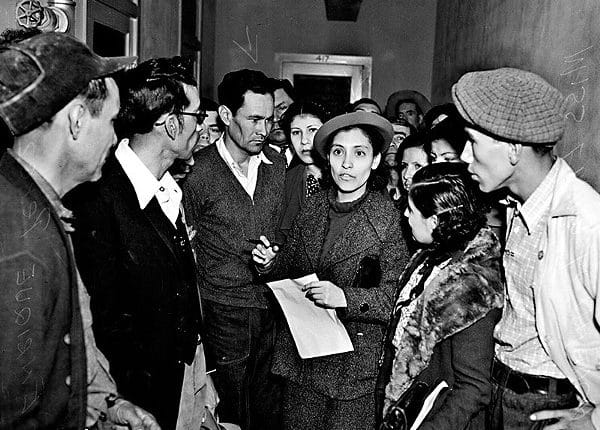 Labor organizer Emma Tenayuca (center) was one of the many San Antonians involved in the Mexican-American civil rights struggle.  - ANNE LEWIS