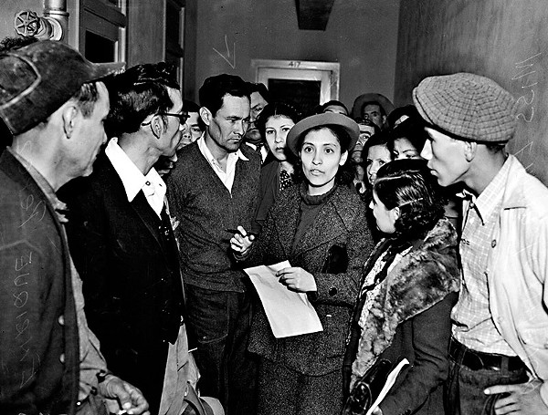 Labor organizer Emma Tenayuca (center) was one of the many San Antonians involved in the Mexican-American civil rights struggle.  - ANNE LEWIS