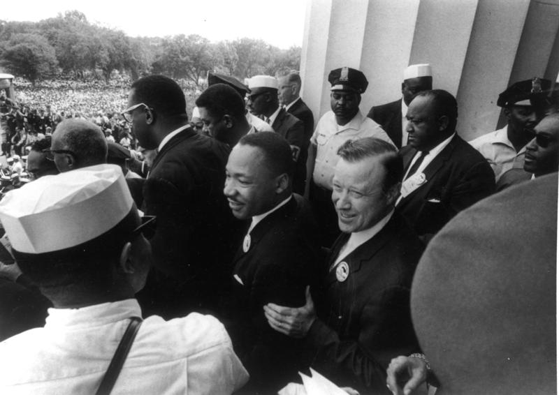 Martin Luther King Jr. and Walter Reuther at the 1963 March on Washington for Jobs and Freedom.
