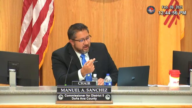 Doña Ana County Commission Chairman Manuel Sanchez speaks out against the proposed New Mexico Civil Rights Act at a county commission meeting on February 9, 2021.