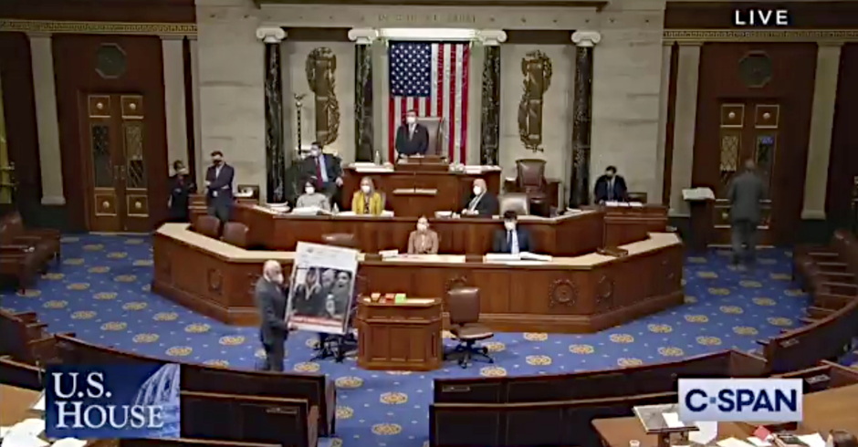 Enraged Top Dem Forces GOP Reps. to View Photo Marjorie Taylor Greene Posted Holding an AR-15 Next to 'The Squad'
