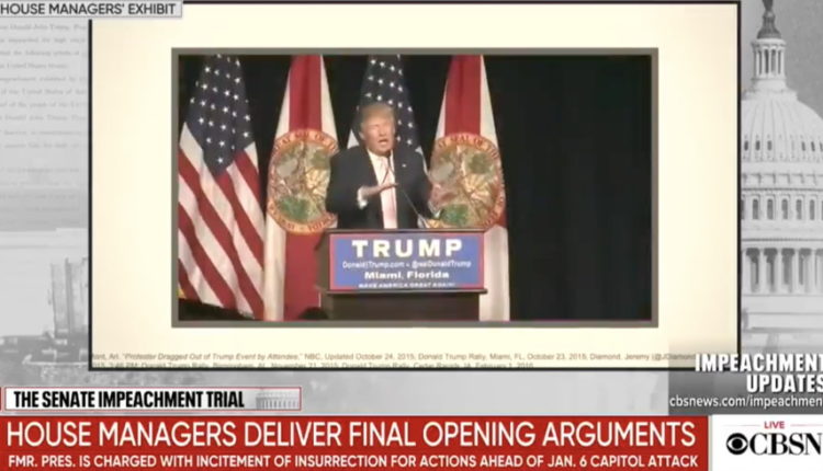 Impeachment Manager Proves Trump Incited Insurrectionists With Montage of His 'Brutal' History of Supporting Violence