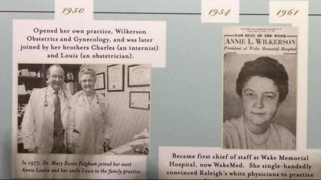 A timeline from Dr.  Annie Louise Wilkerson's life in medicine, as seen in the education center of her nature reserve.
