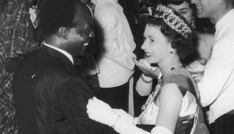 Queen Elizabeth dances with President Kwame Nkrumah