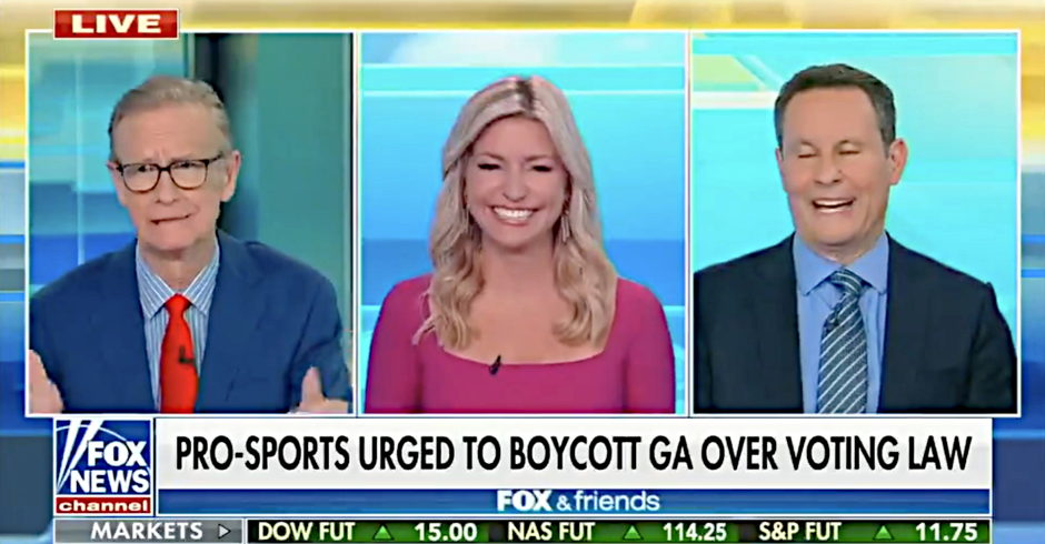 Laughing Fox & Friends Hosts Gang Up to Mock Georgia Voters Banned From Being Given Water
