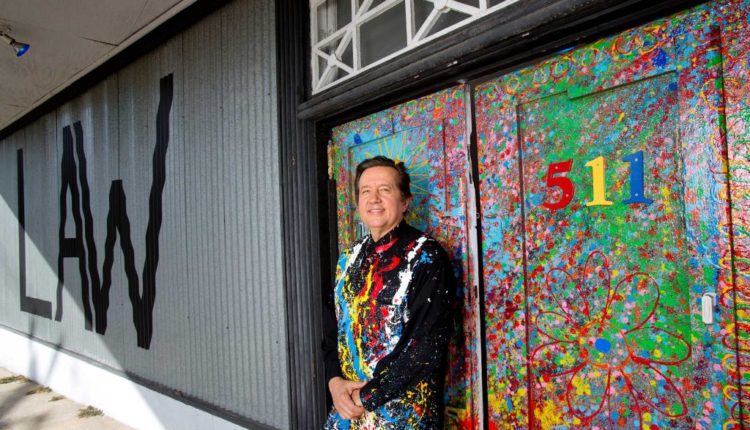 Randall Kallinen, civil rights attorney and artist in front of his gallery, law firm and apartment, Kallinen Contemporary.  Photo by Thomas B. Shea