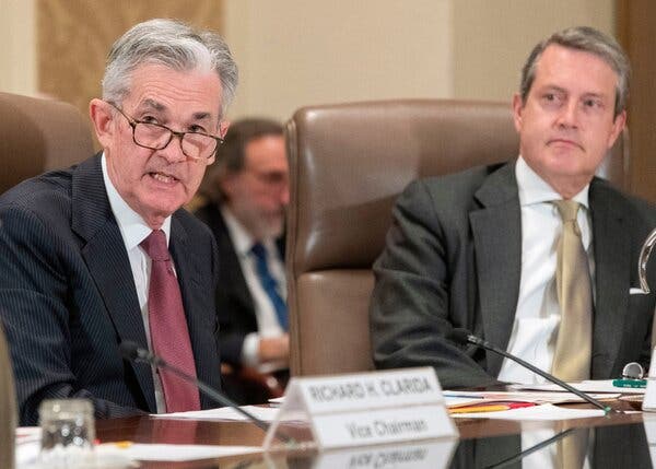 Randal K. Quarles, right, with Jerome H. Powell, the chair of the Federal Reserve.