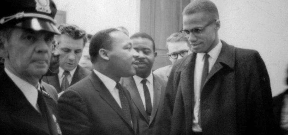 Martin Luther King Jnr (1929-1968) and Malcolm X (Malcolm Little - 1925-1965) await a press conference on March 26, 1964. Photographer: Marion S.Trikoskor.