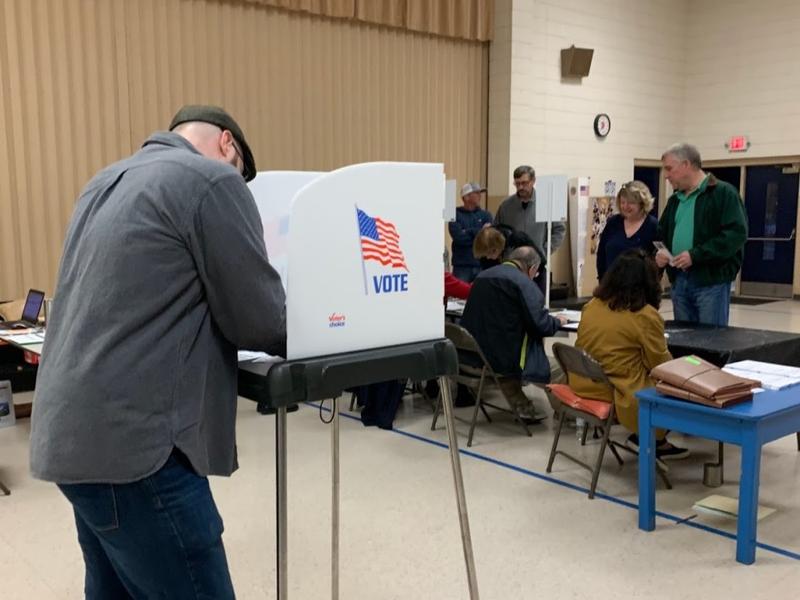 A voter fills out a ballot during the March 2020 primary.