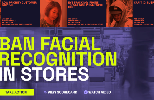 Thirty-six civil rights organizations have teamed up to stand against the use of facial recognition technology in stores.