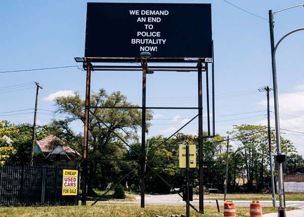 Adeshola Makinde's 'Relevant' highlights civil rights protest signs of past and present at Playground Detroit